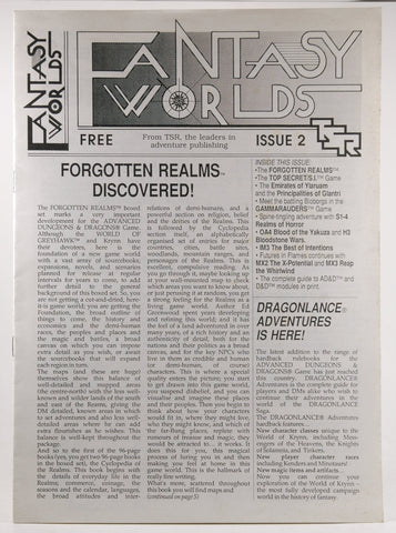 TSR UK Fantasy Worlds 2 1987 VG++, by