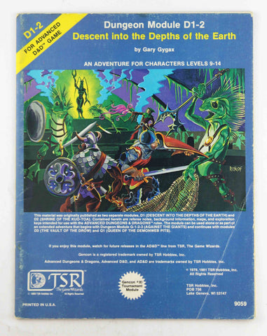 AD&D D1-2 Descent into the Depths of the Earth VG, by Gygax  