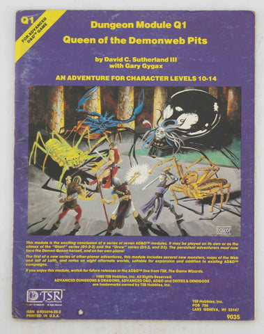 AD&D Q1 Queen of the Demonweb Pits G+, by Sutherland, Gygax  