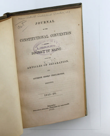 Journal of the Constitutional Convention District of Maine 1819-20, by Gov  