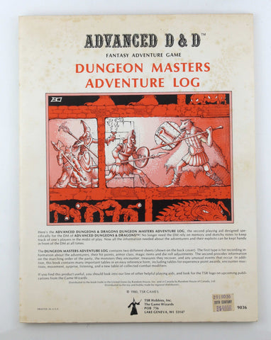 AD&D Dungeon Masters Adventure Log 9036, by In House  