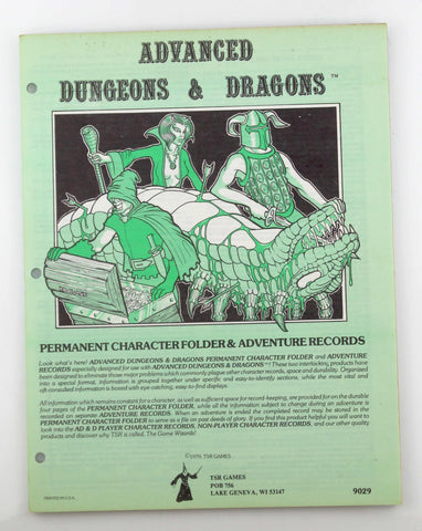 AD&D Permanent Character Folder & Adventure Records 9029, by In House  