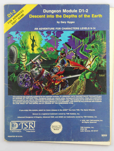 AD&D D1-2 Descent into the Depth of the Earth, by Gary Gygax  