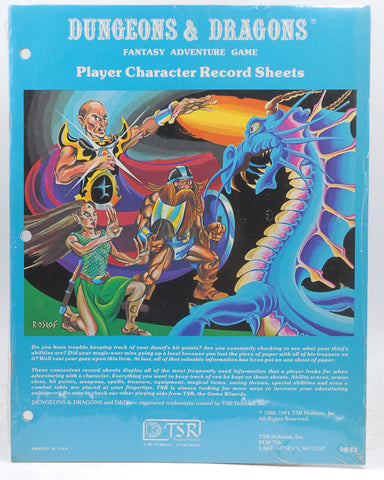 Dungeons & Dragons Character Record Sheet, by TSR  