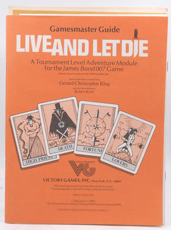 Live and Let Die (Victory Games James Bond Roleplaying, Game No. 35009), by   